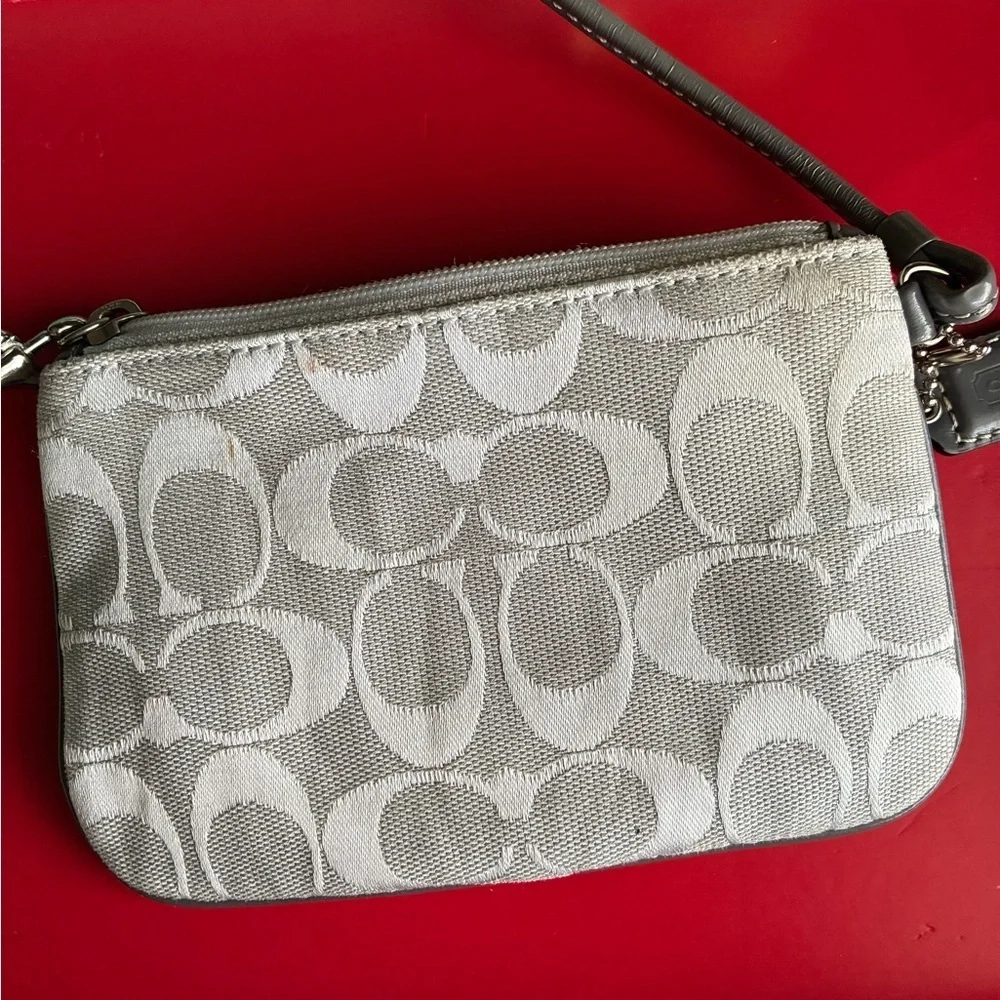 Coach Silver Signature Wristlet